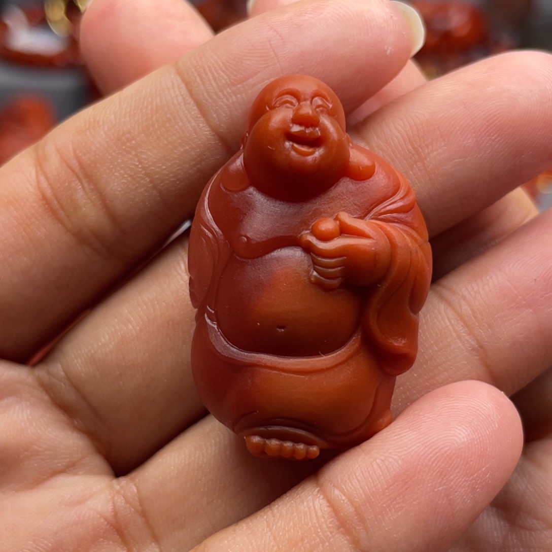 南红玛瑙未镶嵌珠宝奇石笑佛吊坠