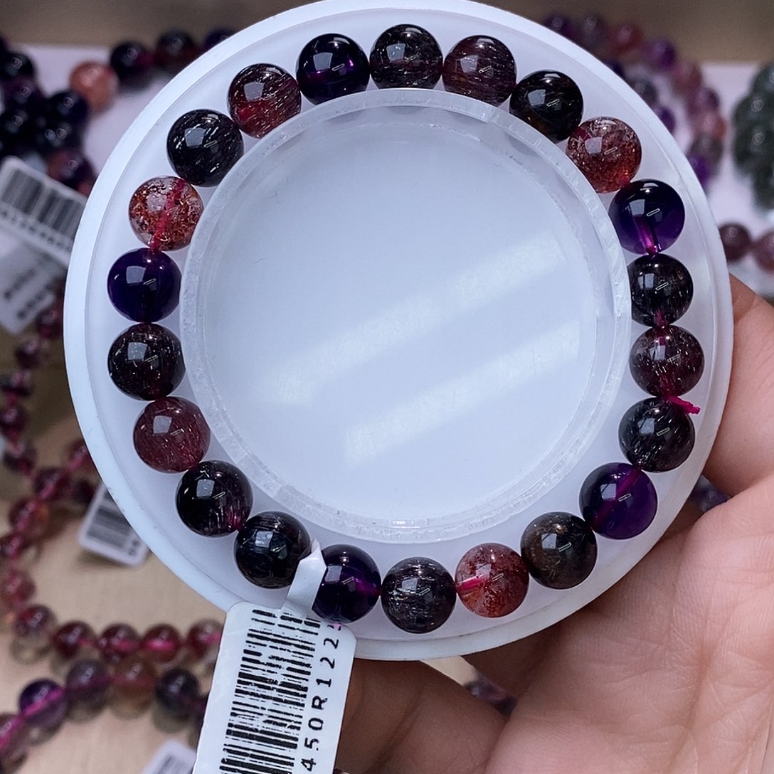 水晶手链未镶嵌黑加仑超七8mm+