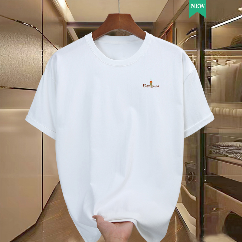 【商场撤柜】纯棉T恤男230g克基础纯色高级情侣上衣休闲圆领半袖男T