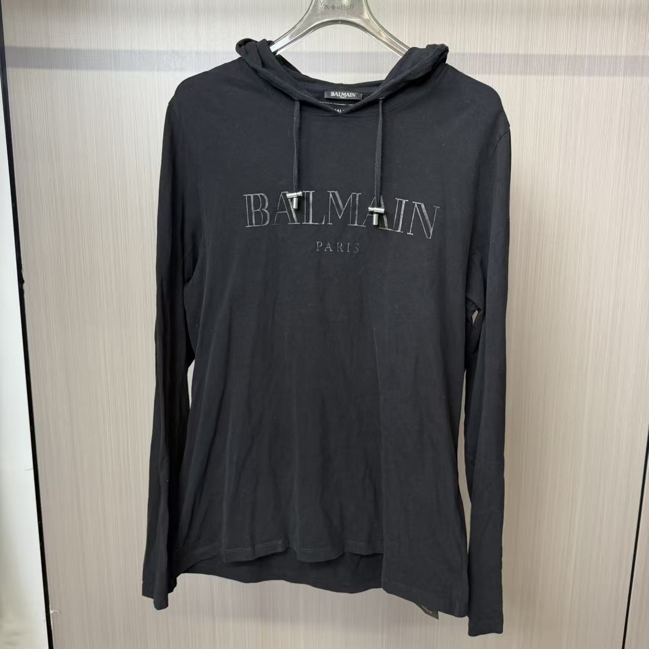 95新 BALMAIN/巴尔曼 破坏logo 休闲卫衣 XXL码//Y01192