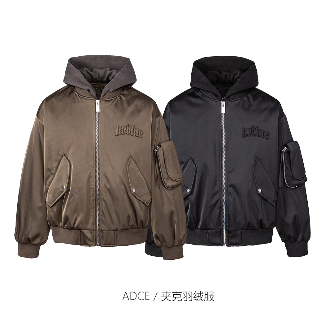 ADCE美式复古90绒羽绒服冬季休闲夹克防寒保暖男女同款连帽外套