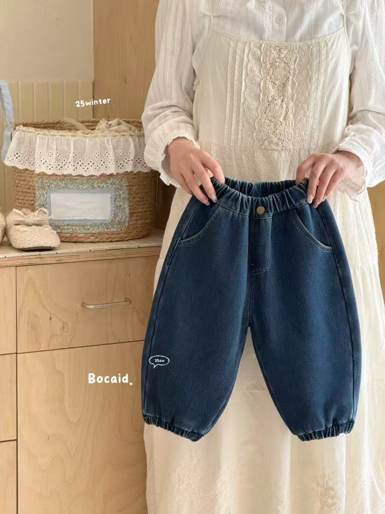 【米粒Kids-现货】bcd蘑菇收腿加绒牛仔裤 K 8508
