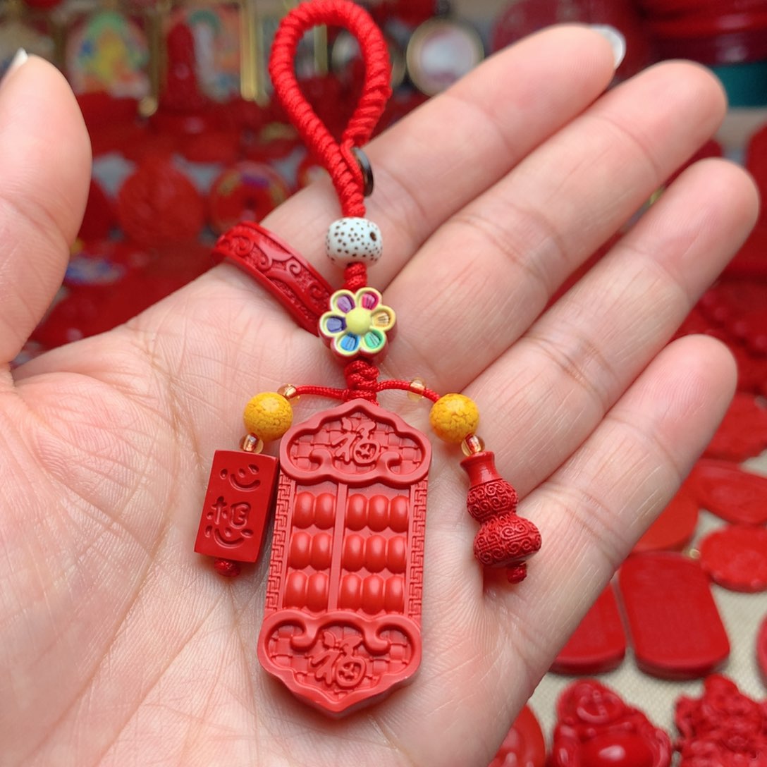 天然辰砂工艺品朱砂钥匙扣