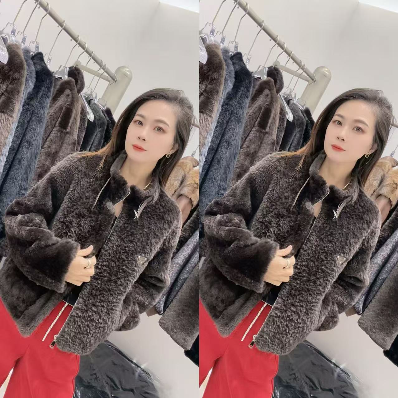 <述恩家>气质显瘦立领长袖韩版纯色毛呢外套短款女上衣女款