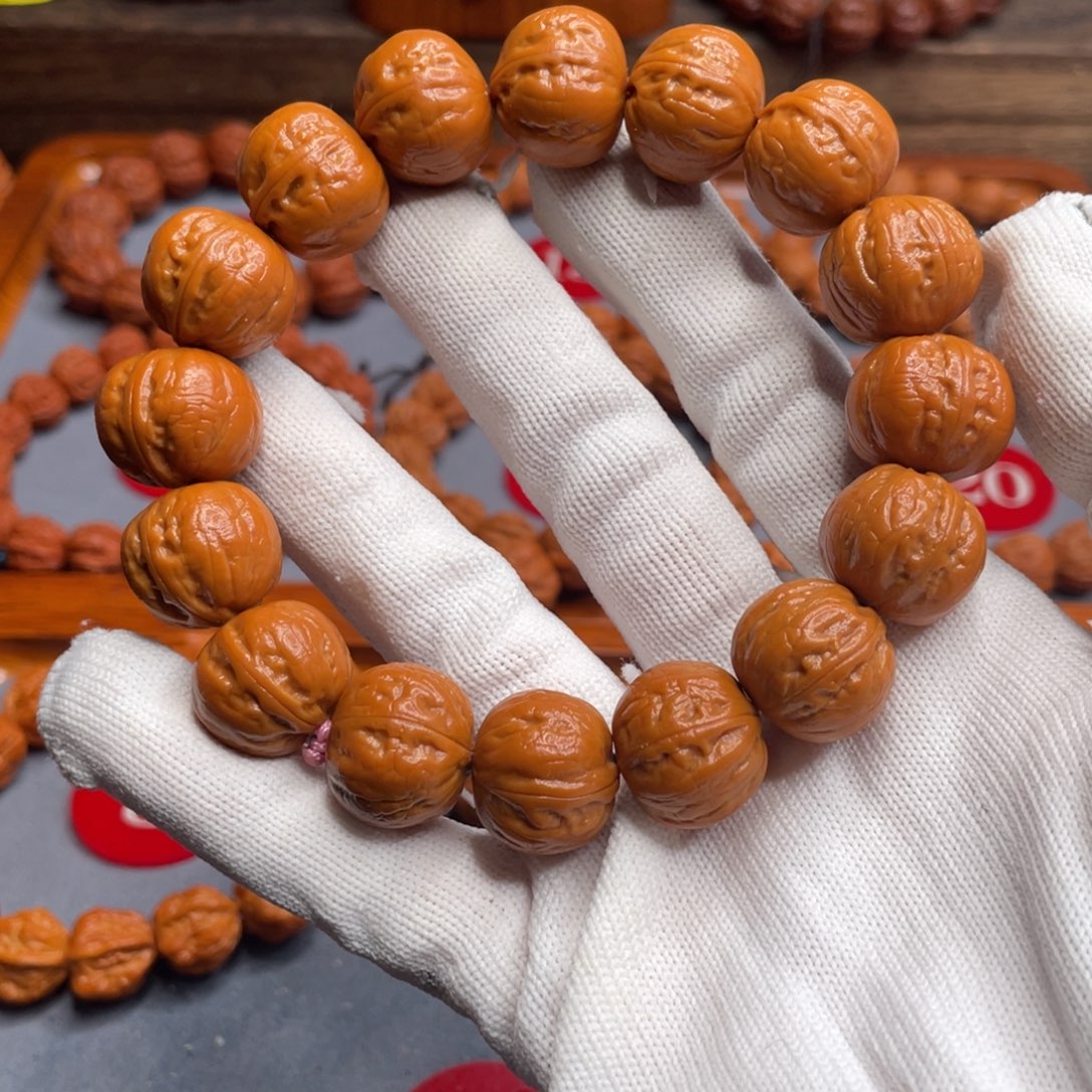 牛***干手串文玩核桃元宝粗筋