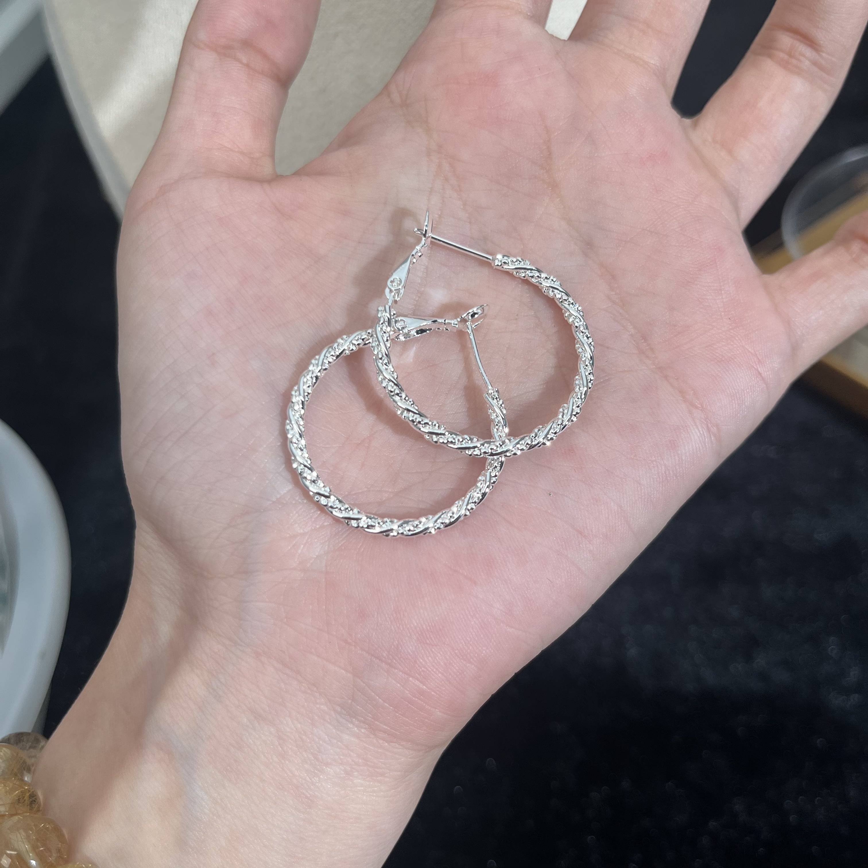 耳饰 碎冰冰麻花耳环 S267