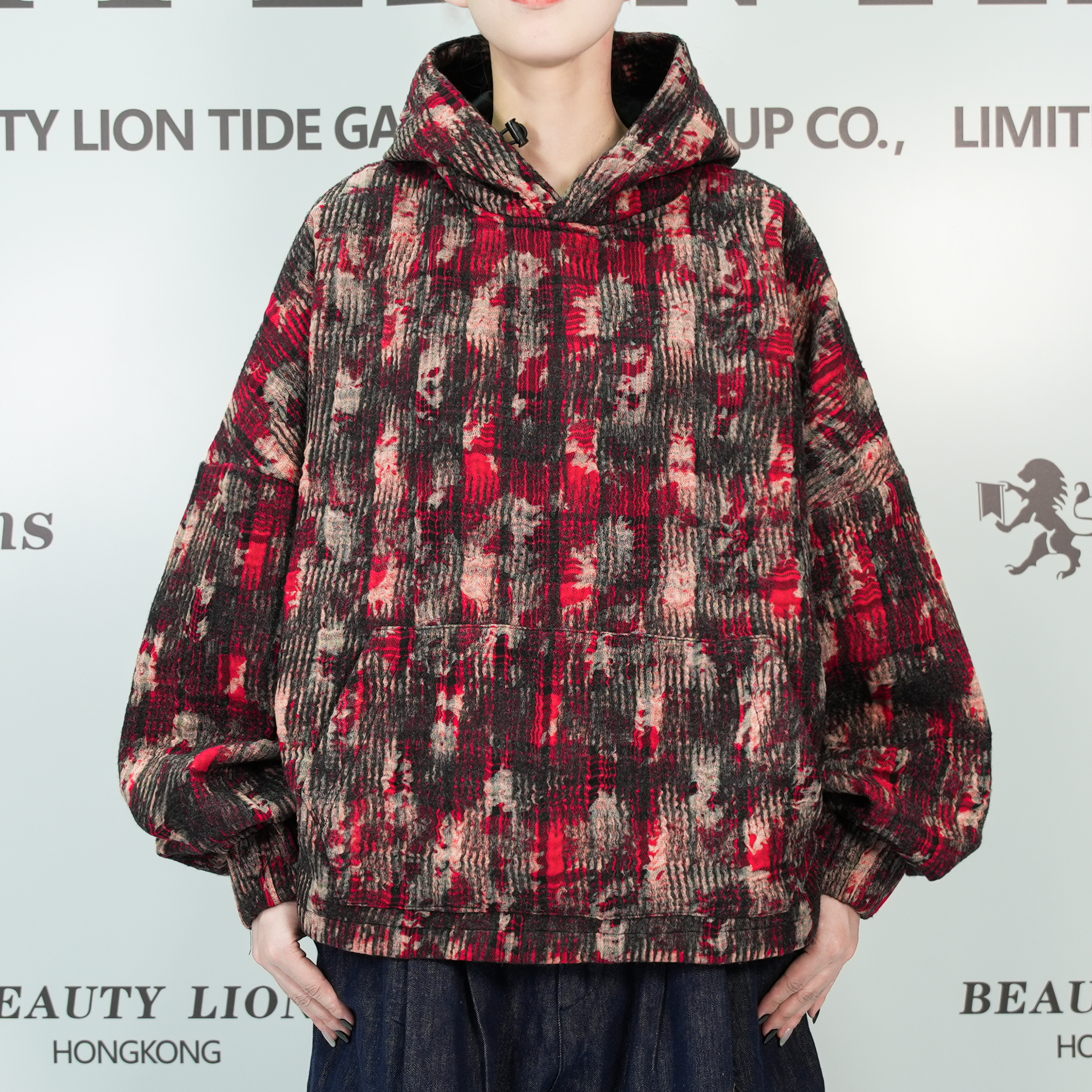 2025H·K美狮潮牌时尚条纹做旧感百搭连帽休闲卫衣