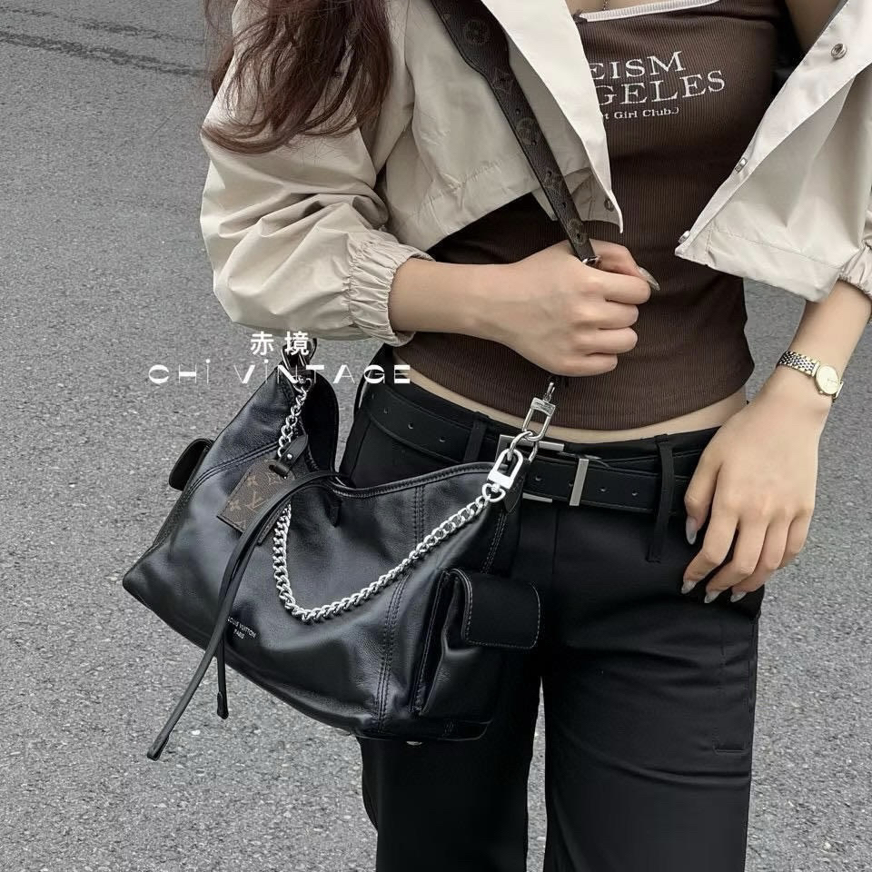 99新 LouisVuitton/路易威登 1580 黑武士carryall单肩包小号芯片