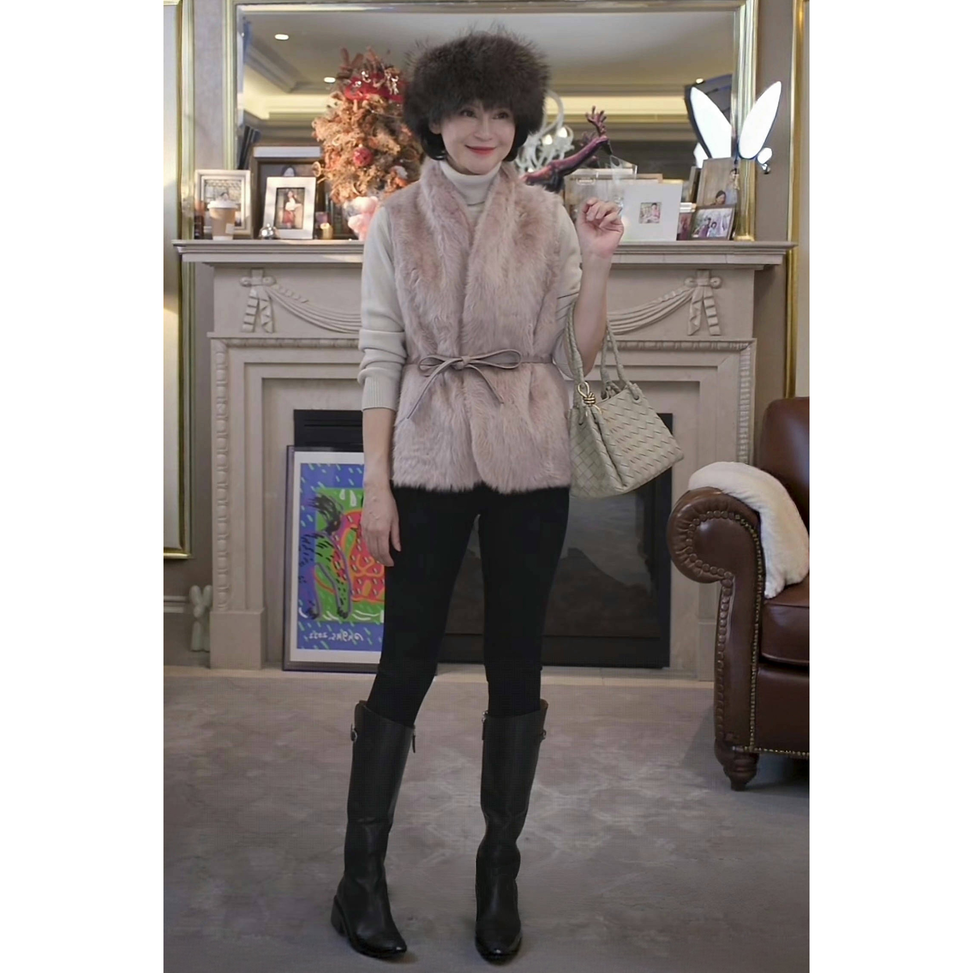 我是摩羯 金标小湖羊 小羔羊皮毛一体时尚保暖秋冬马甲