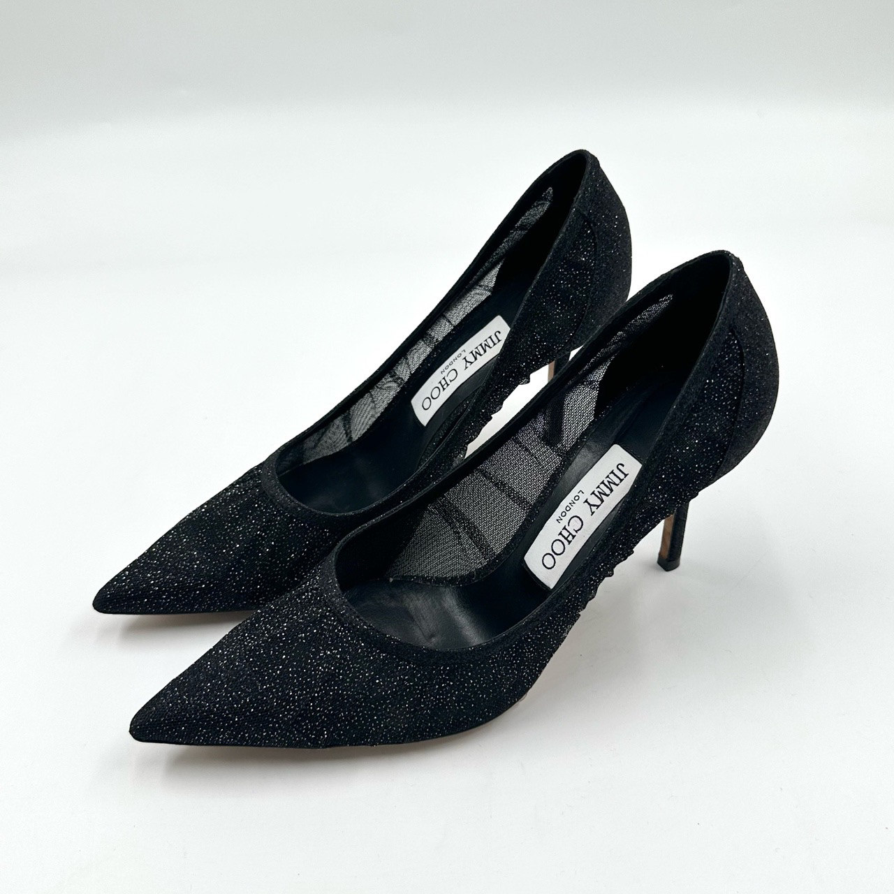 Jimmy Choo/36.5码/love系列黑色网纱尖头高跟鞋/8.5cm/97新06506