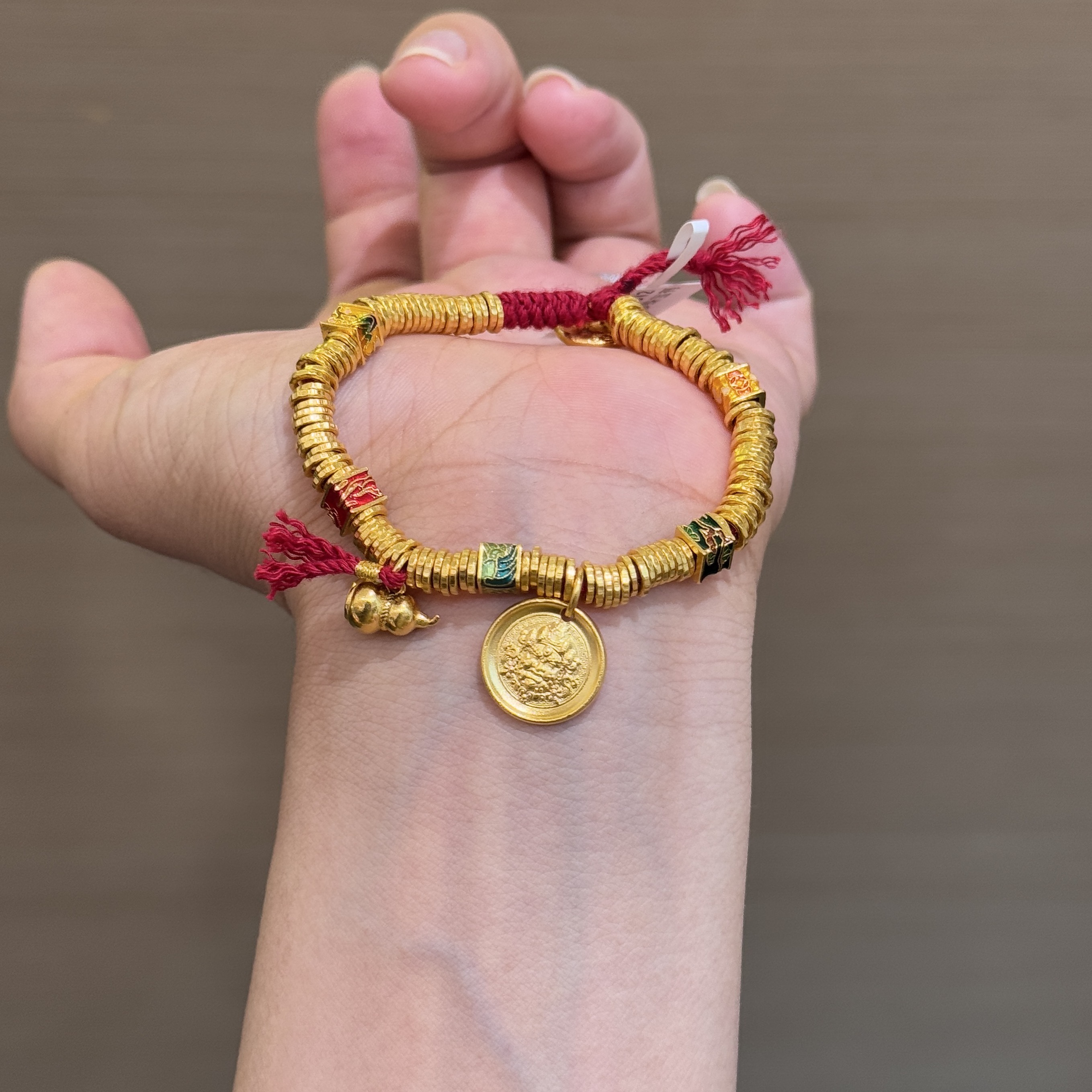 【菠萝珠宝】足金999  金木水火土手串 金重：33.46克