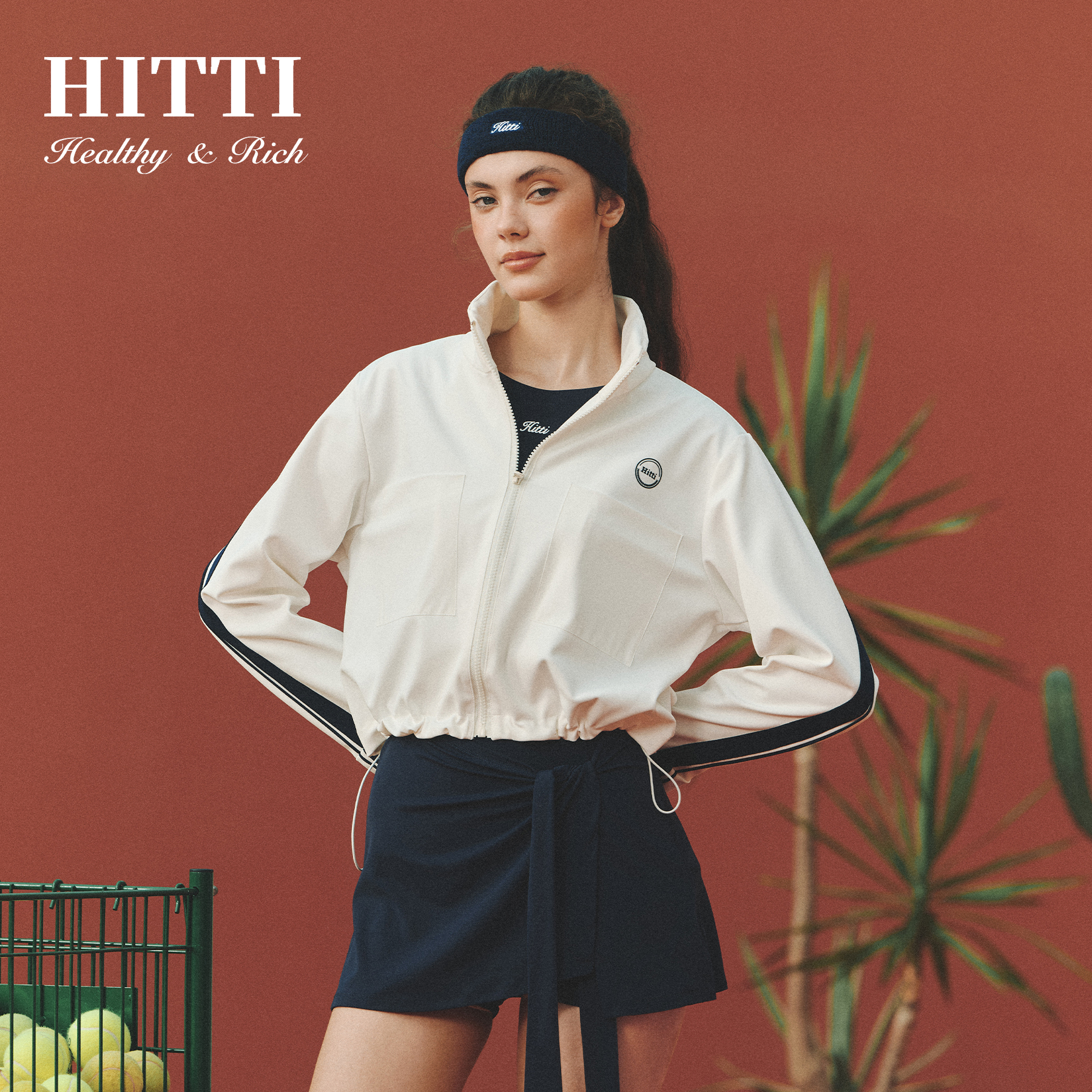 Hitti运动复古撞色立领网球高尔夫夹克衫透气挡风外套-018