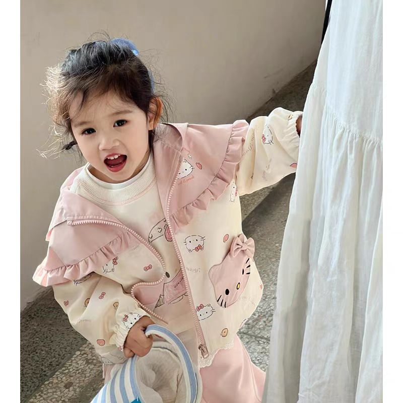 秋季拉链连帽A类可爱风普通外套大童冬季洋气时尚云肩