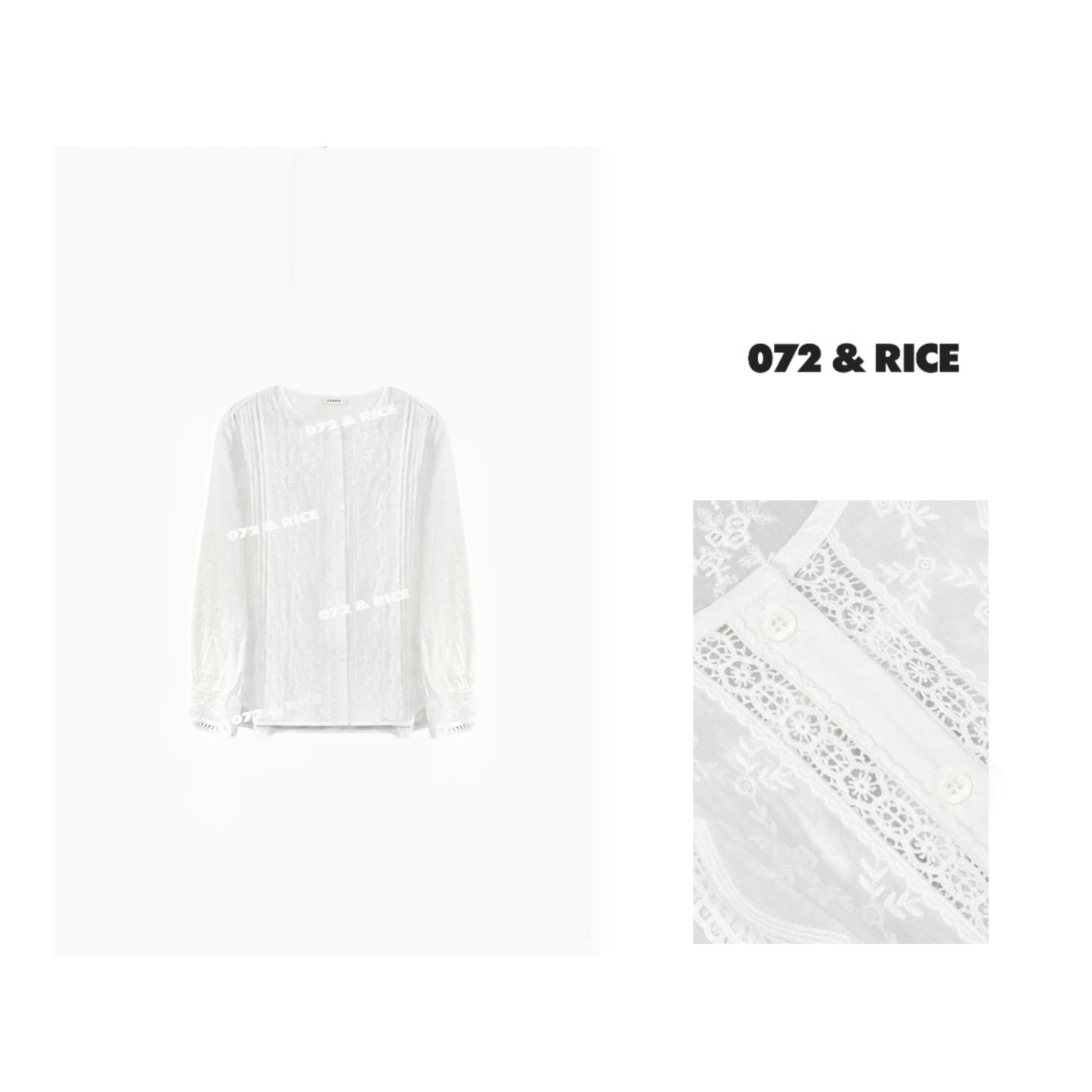 072 & RICE【奥瑞白】100纯棉 夏季休闲圆领长袖衬衫 24HE03 FF1212