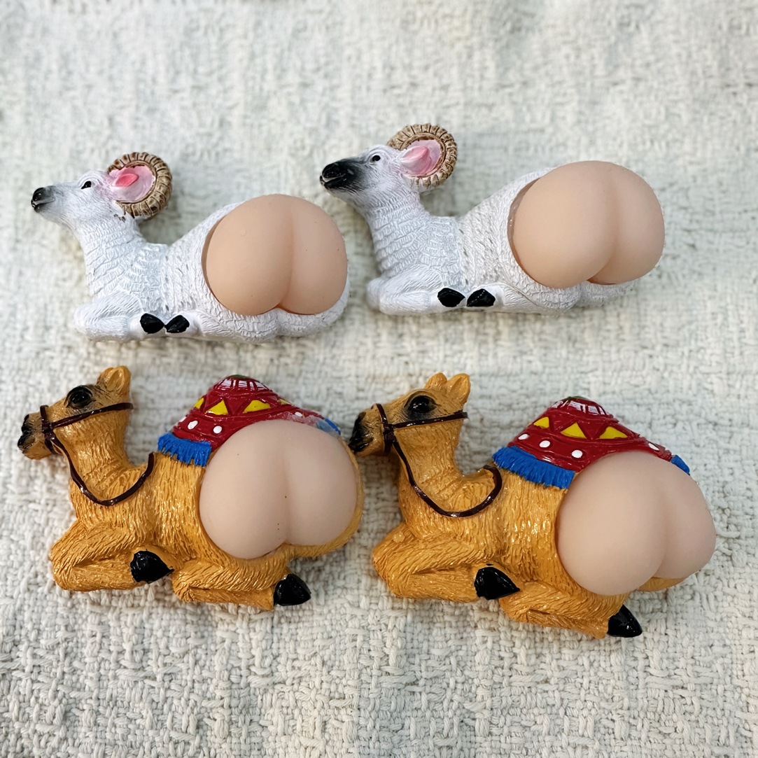 新疆特色骆驼羊屁屁立体磁吸冰箱贴可爱搞怪旅游纪念品