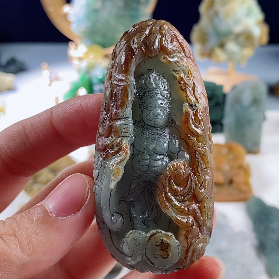 定制翡翠未镶嵌天然a货翡翠不动明王