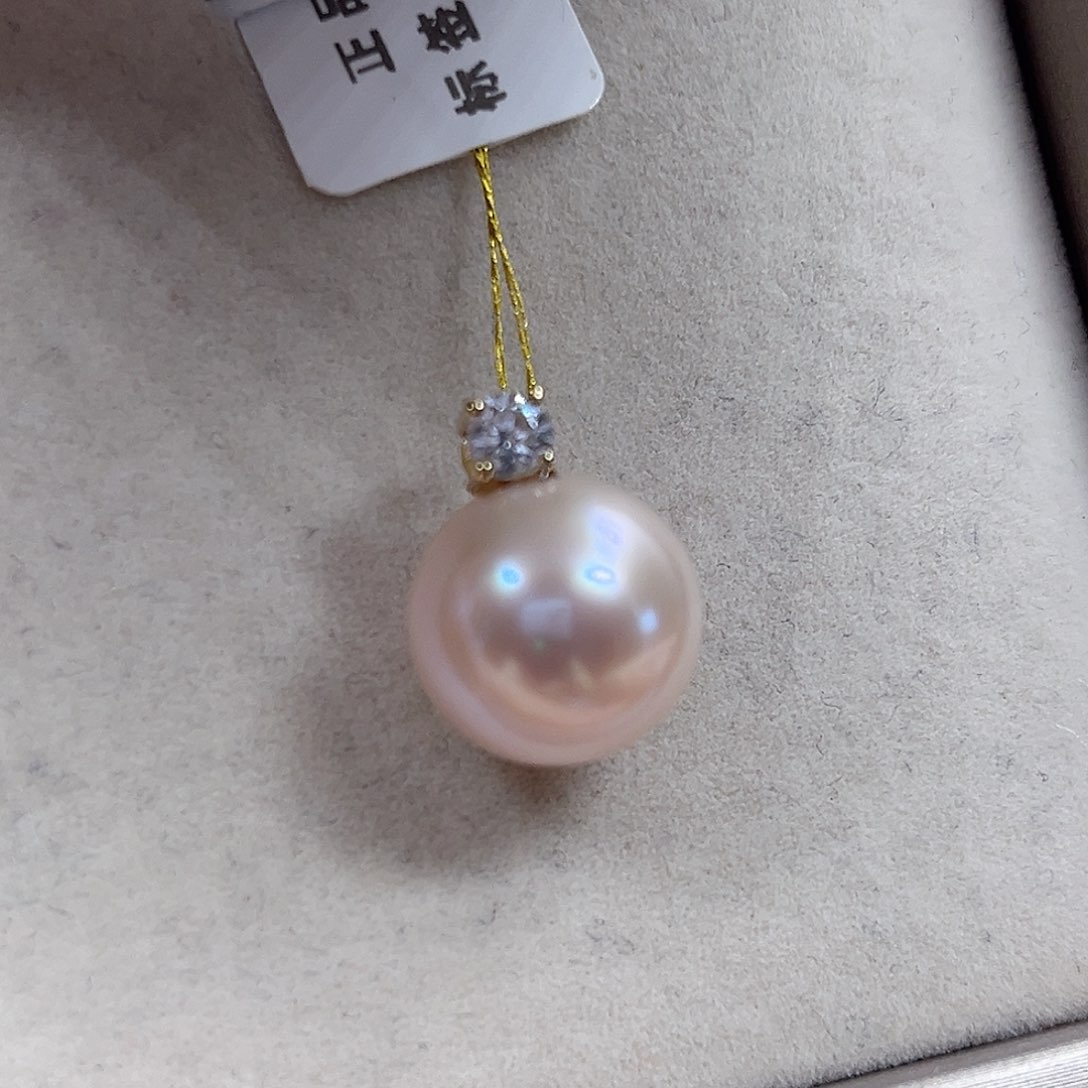 吊坠925银无镶嵌18Ｋ金淡水珠吊坠12.8mm