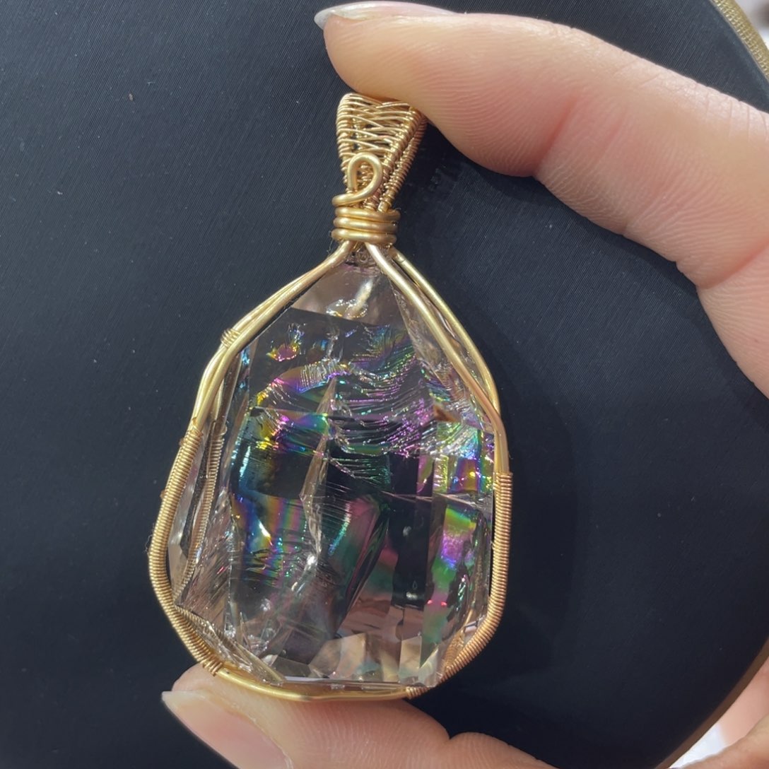 水晶吊坠茶阿塞合金