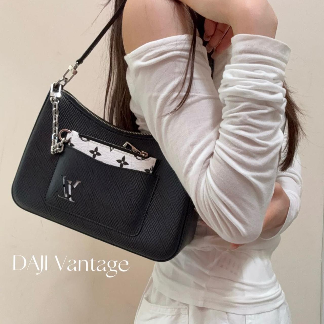 99新 LouisVuitton/路易威登 大吉中古/LV marelle黑白水波纹腋下