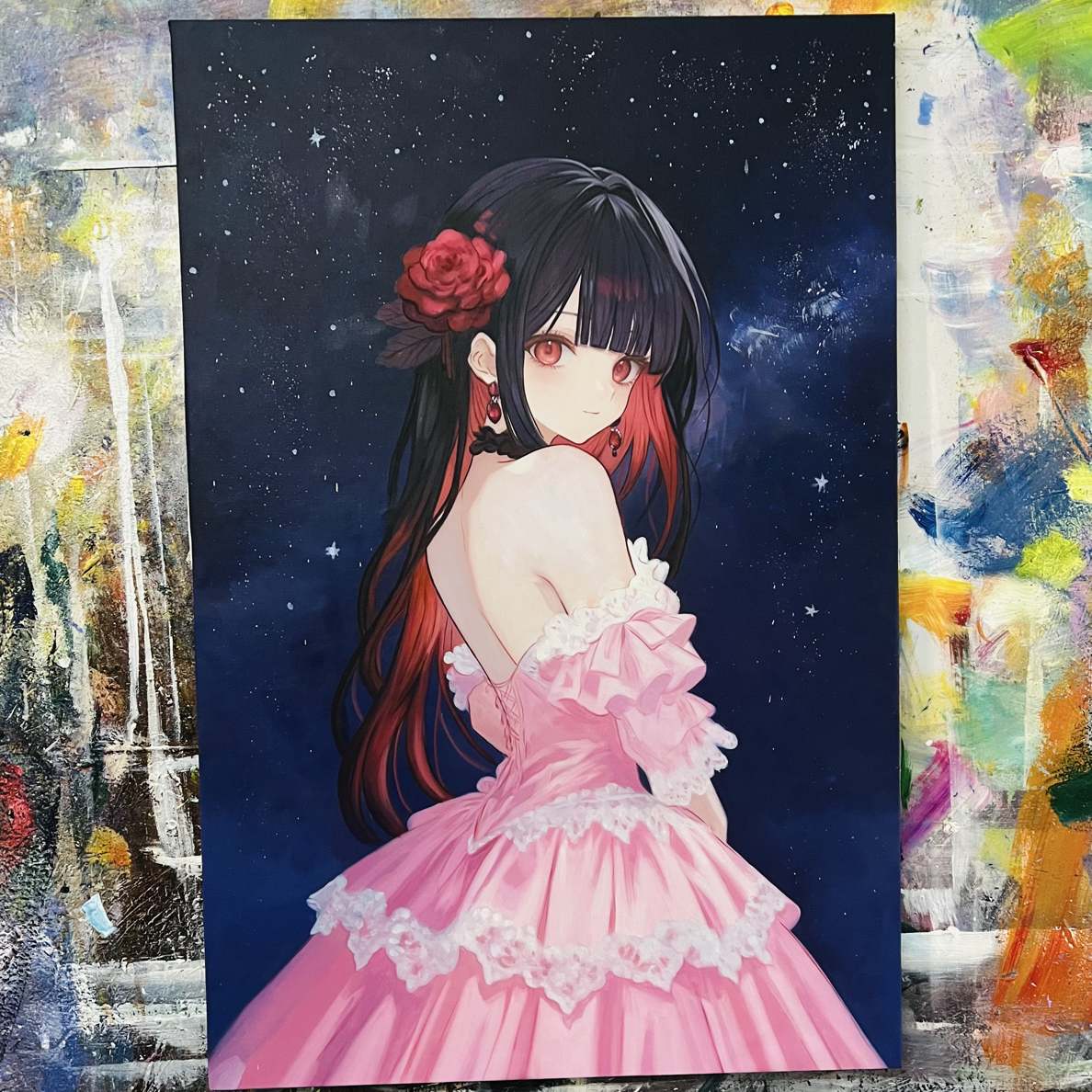 星空下女孩挂画现代装饰画不含内框尺寸60.90