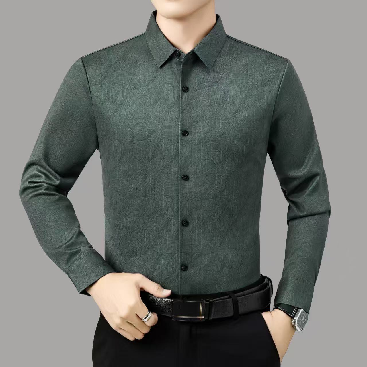 秋冬新款男士加厚加绒长袖衬衫上衣商务休闲