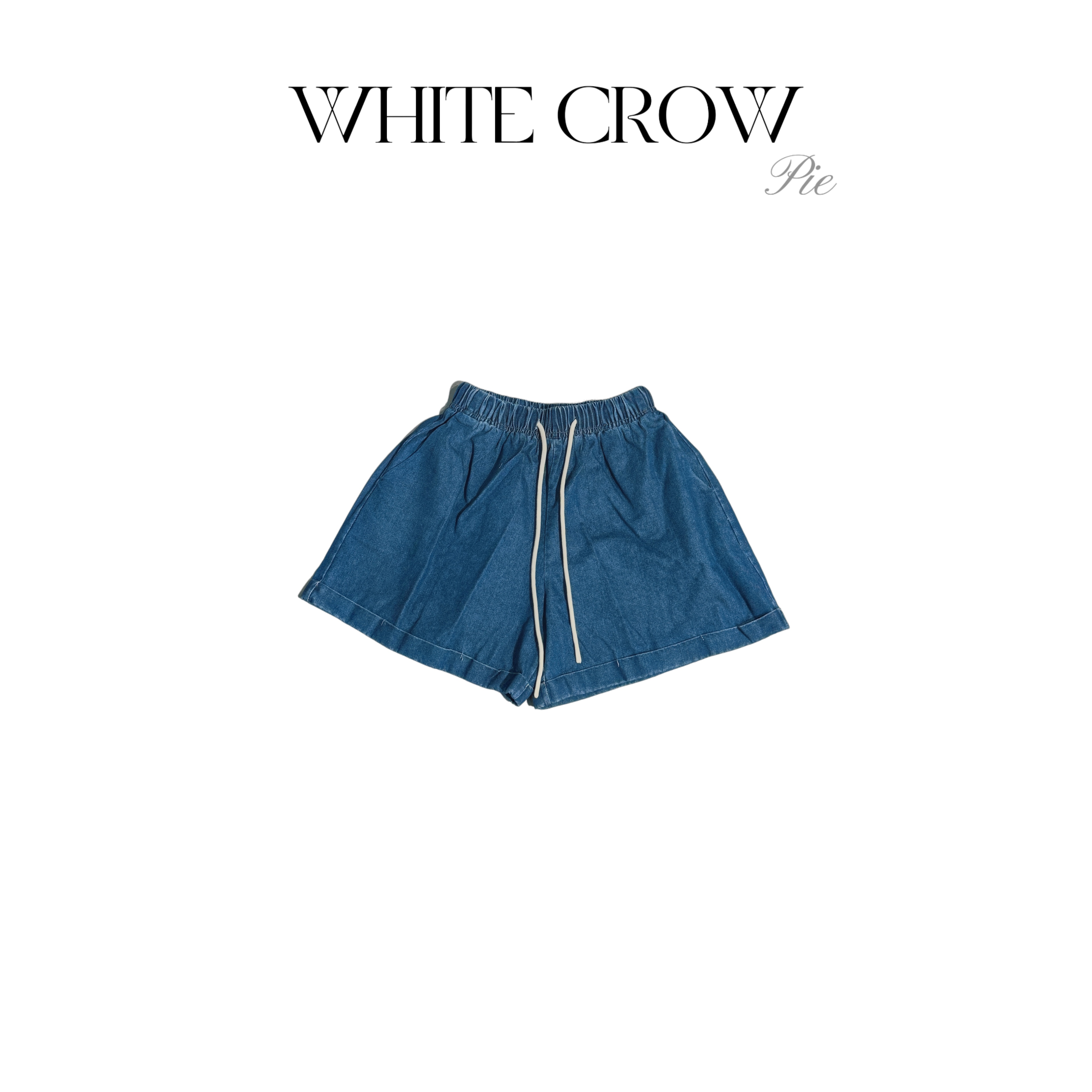 白乌鸦【卷边短裤】夏季复古牛仔短裤55046