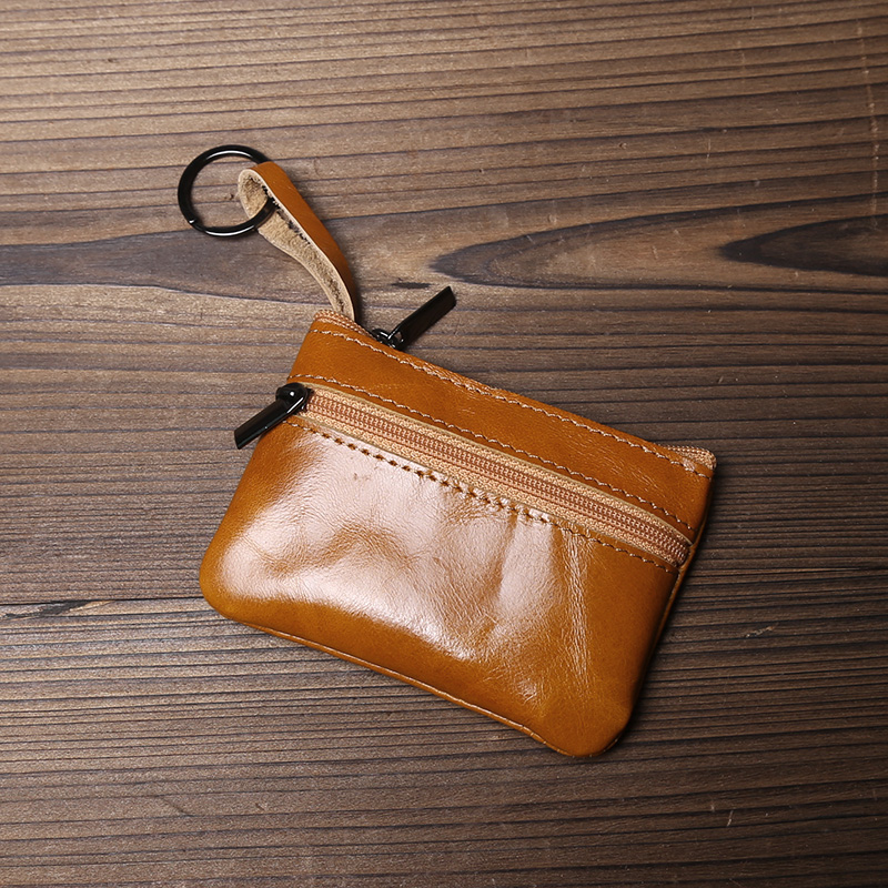 复古真皮零钱包男女迷你设计头层牛皮拉链小卡包钥匙包高档硬币包