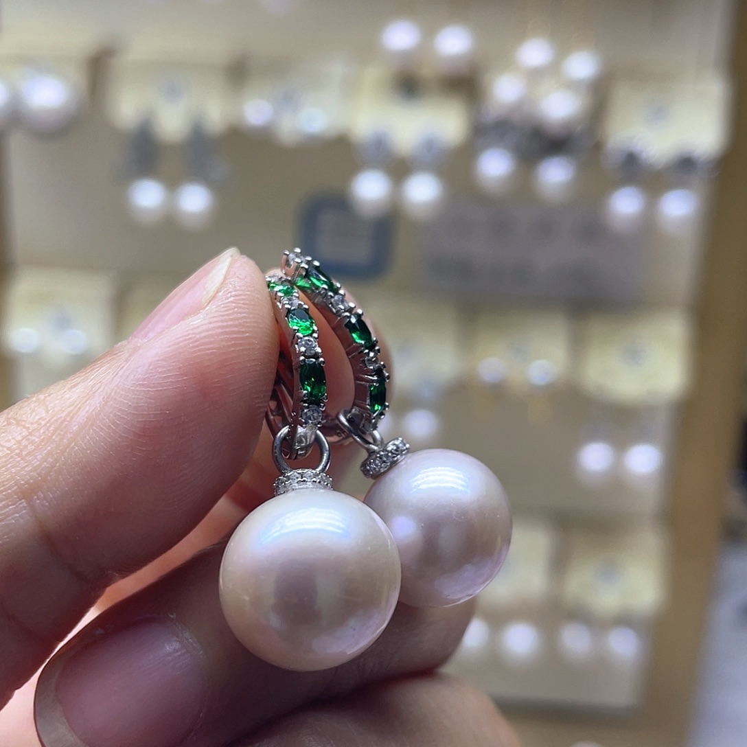 淡水珍珠耳饰银S925镶嵌