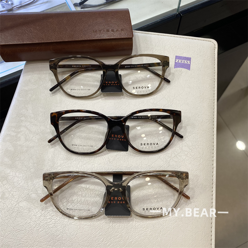 2025秋冬新品施洛华超轻黑框玳瑁方框猫眼眼镜防蓝光女近视SF908