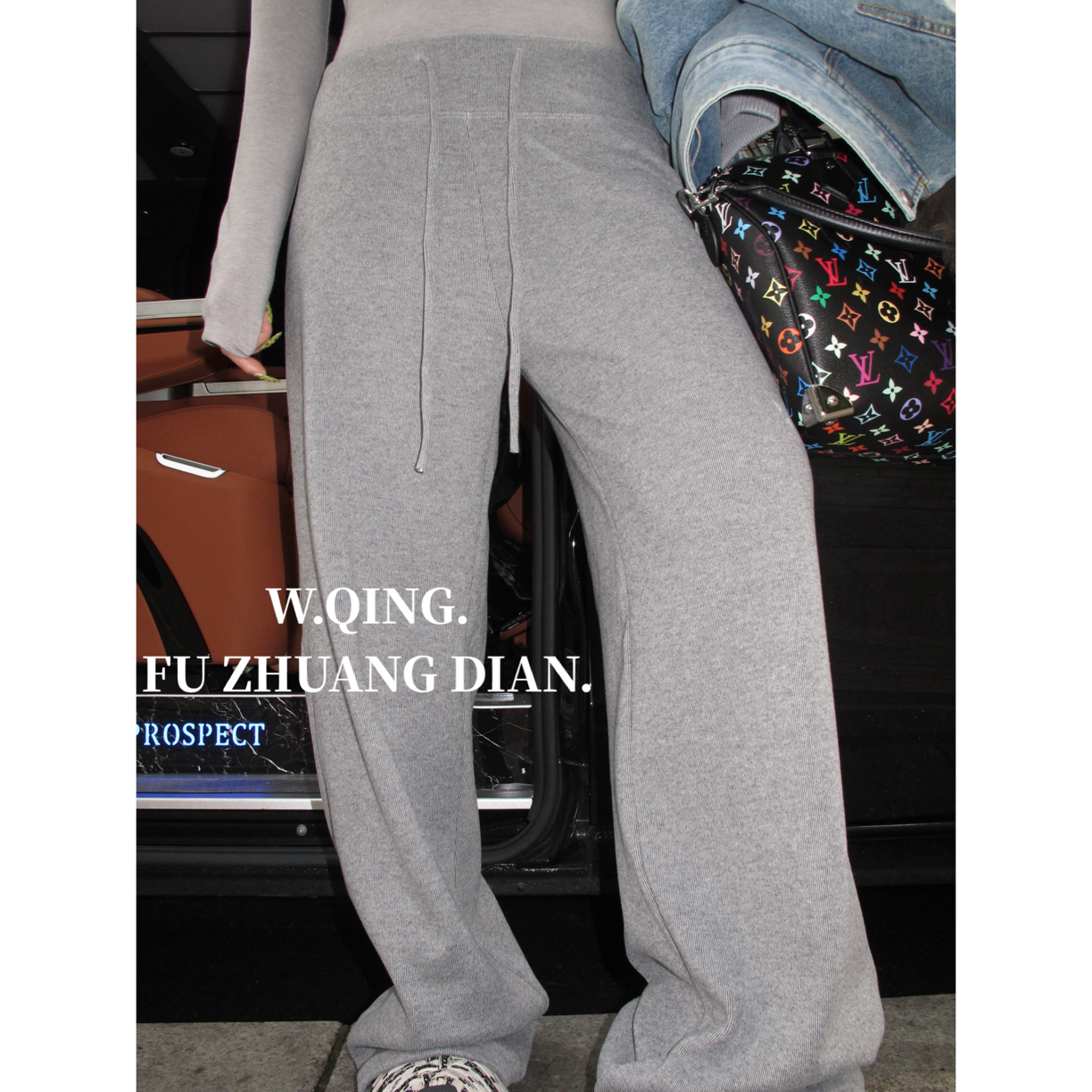 【W.QING】定制款欧美百搭中高腰垂感加绒休闲阔腿裤时尚舒适显瘦