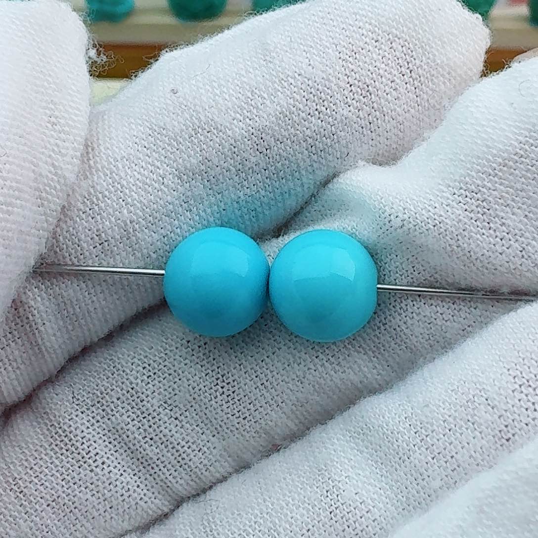 绿松石圆珠对珠9未镶嵌公***哥