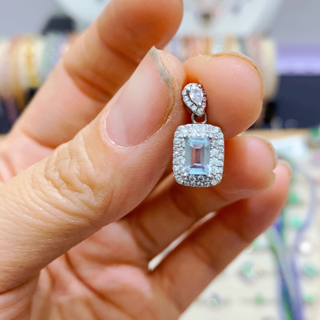 海蓝宝石吊坠(不含链)银S925镶嵌