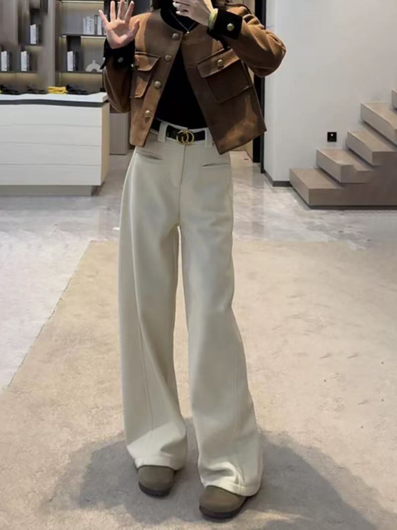 潮品毛呢加厚不加绒时尚百搭阔腿裤(裤长104)