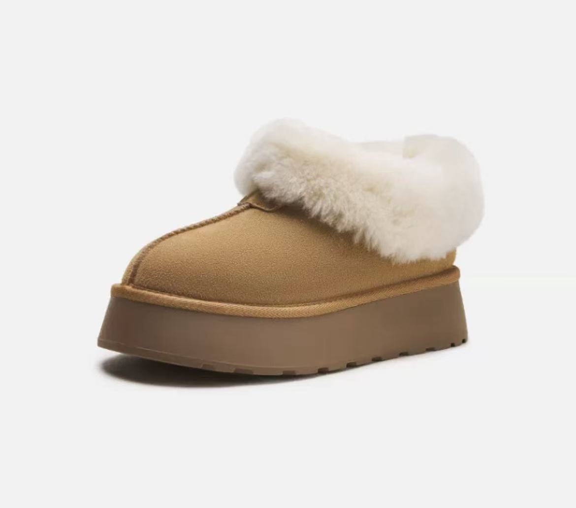 新款时尚百搭厚底皮毛一体雪地靴