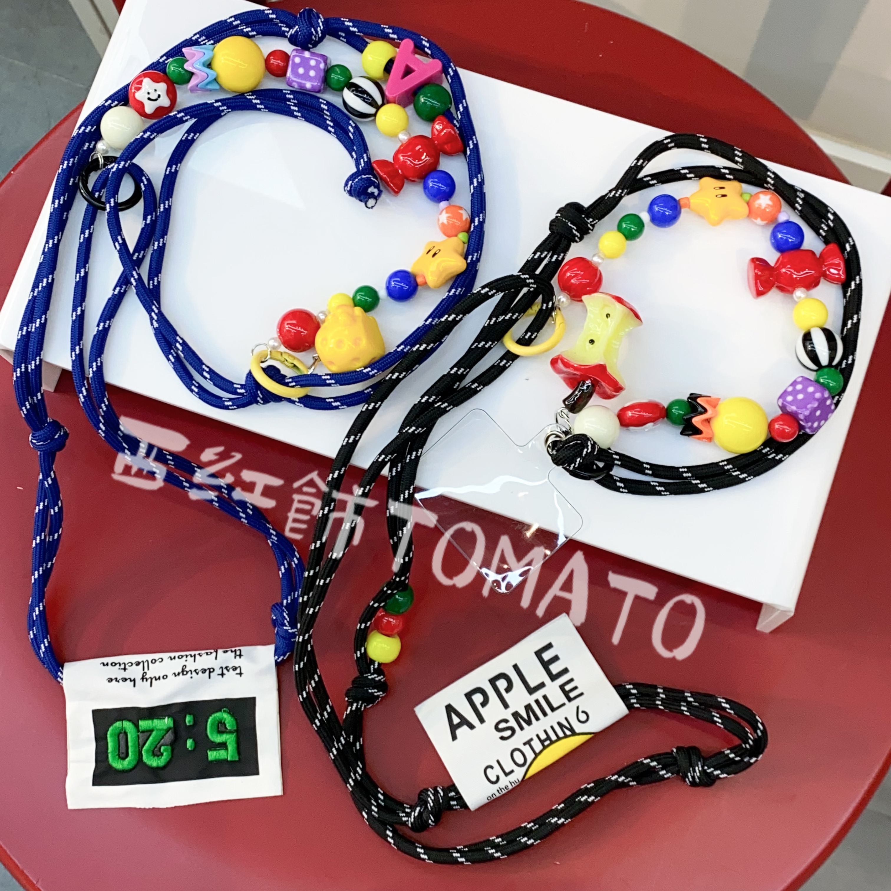 西红饰TOMATO韩国东大门百搭撞色大标马卡龙系列斜挎发绳可调节