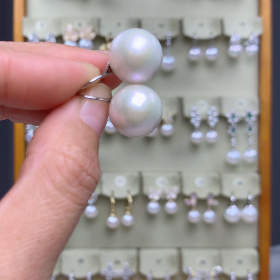 银S925镶嵌耳饰淡水珍珠蓝****39910