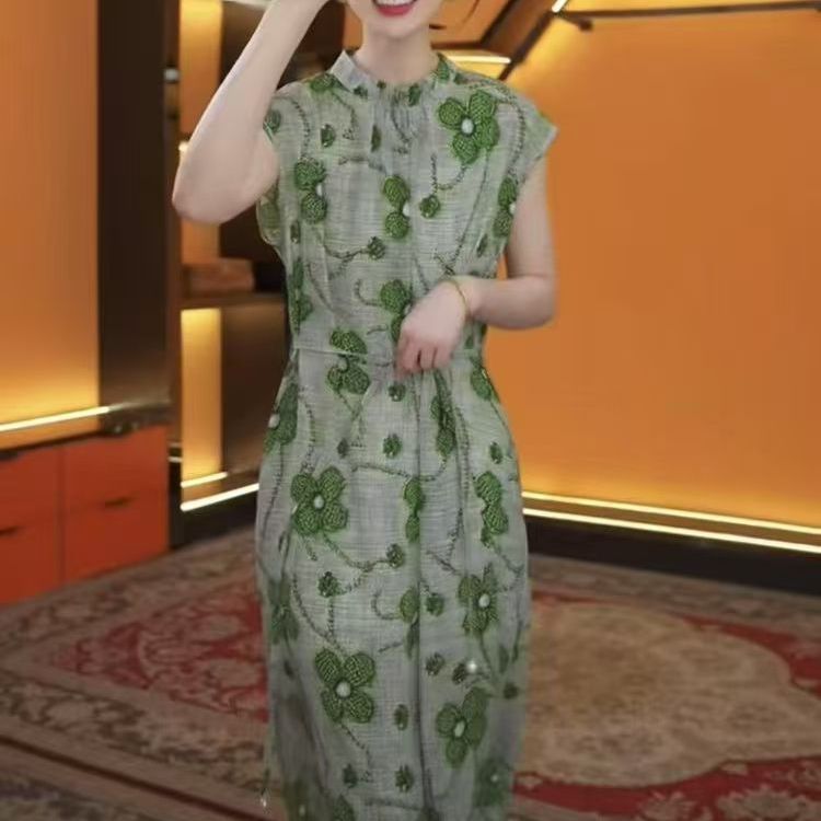 A-329连衣裙2025洋气气质无袖时尚减龄显瘦夏季新款裙子高级系带