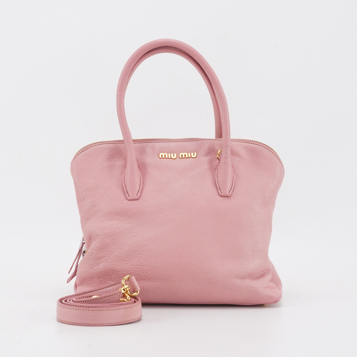 95新 MIU MIU/缪缪 粉色 牛皮 手提斜挎包【静文】BGB200560084