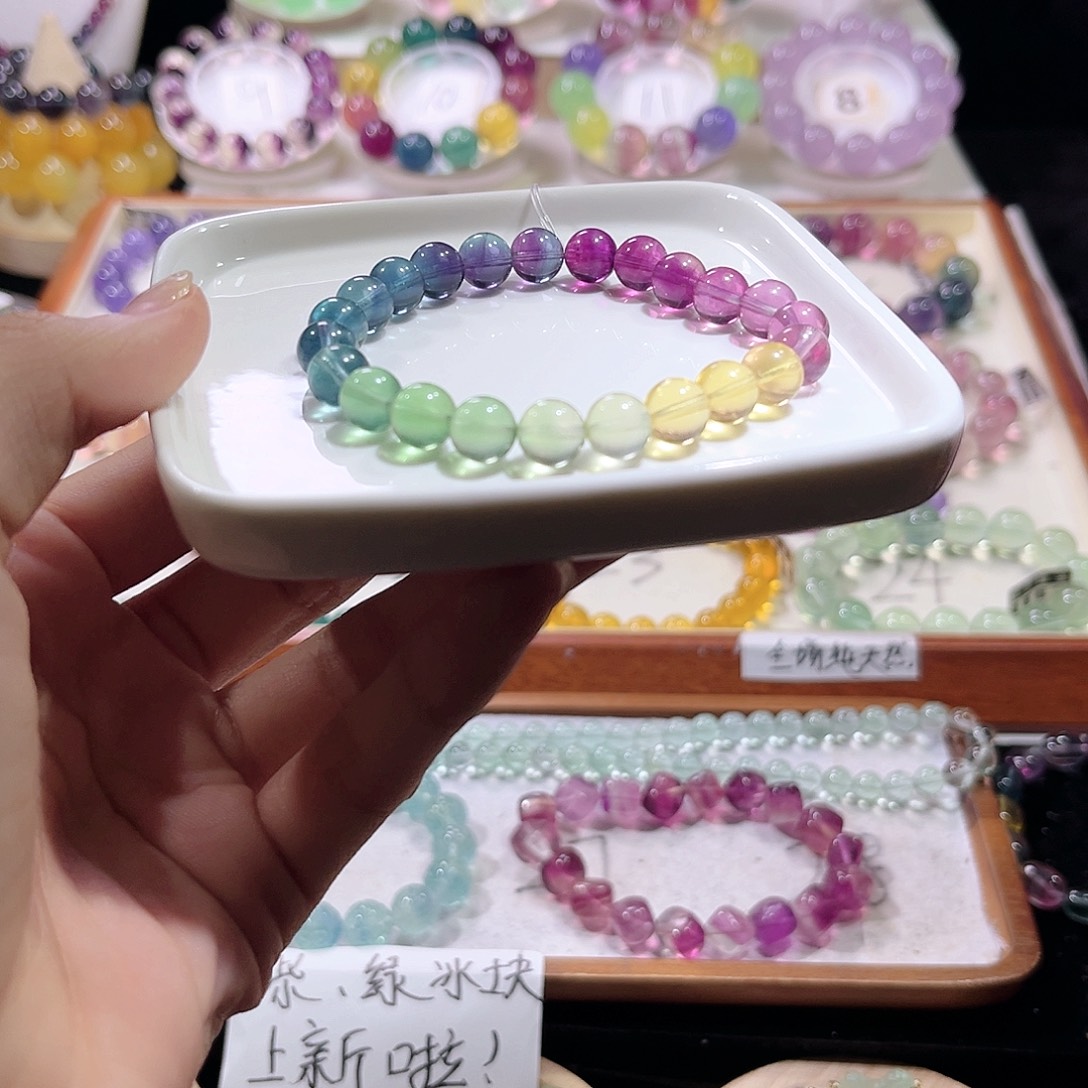 未镶嵌手链萤石8+彩虹渐变
