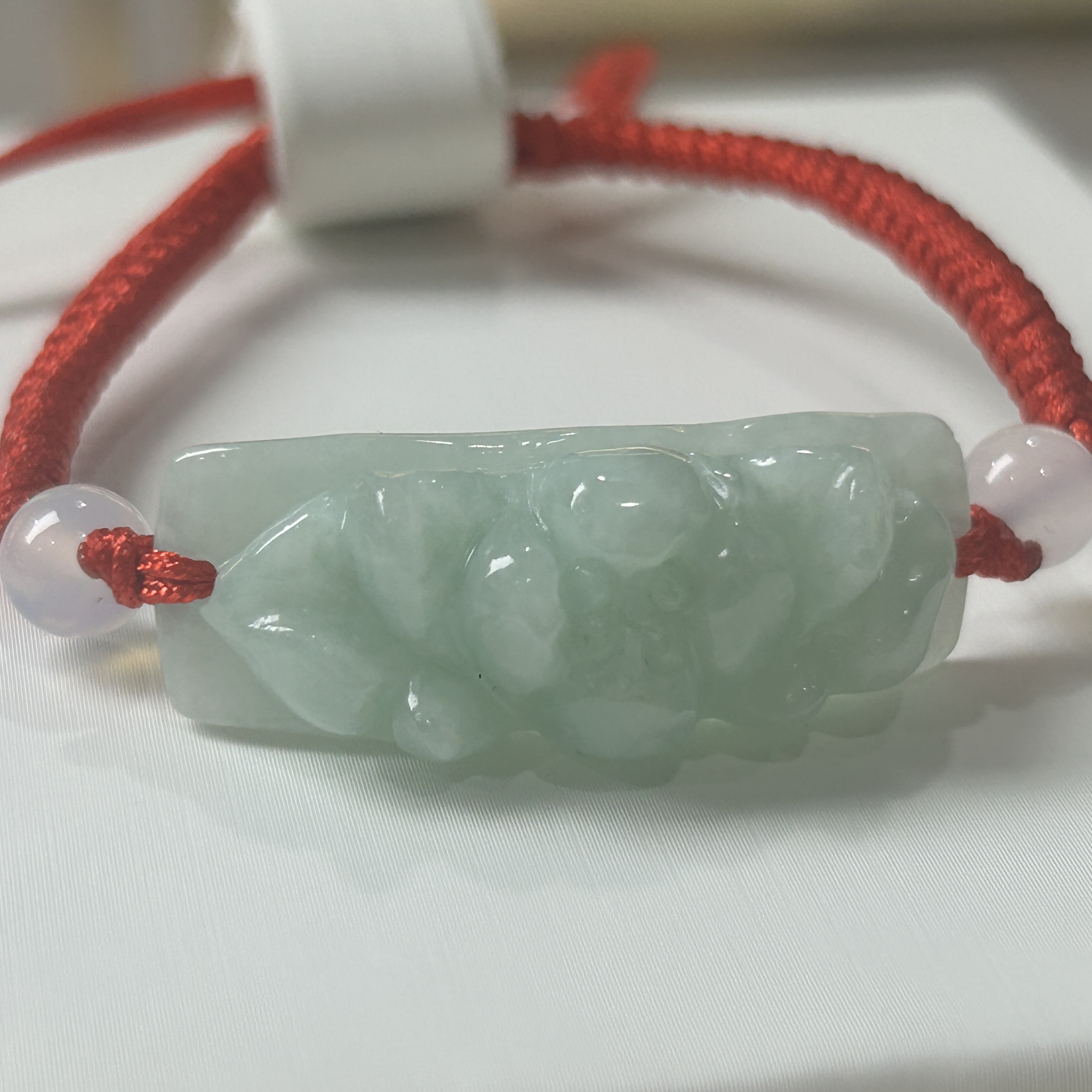 （阿恺专项天然缅甸A货翡翠）翡翠荷花手牌编制挂绳款翡翠手串手链