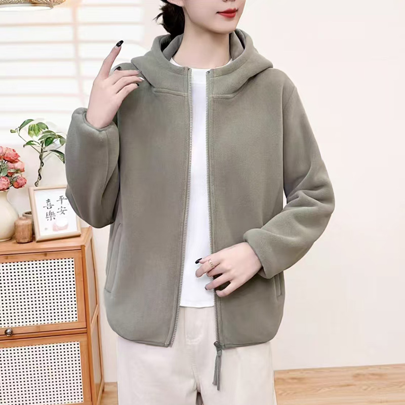2025冬宽松连帽开衫卫衣女长袖拉链外套百搭减龄保暖外套女ZB193