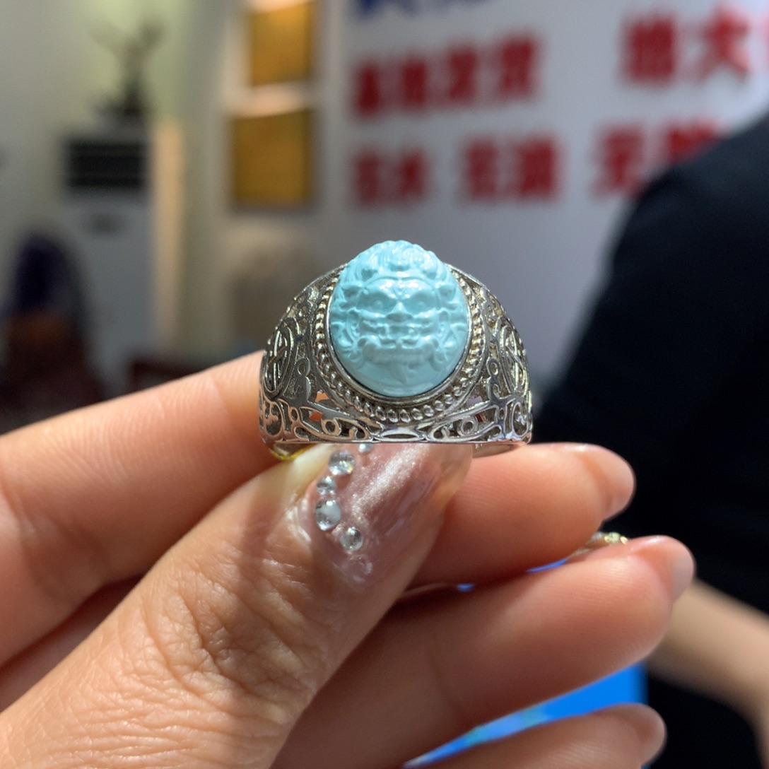 绿松石戒指银S925镶嵌