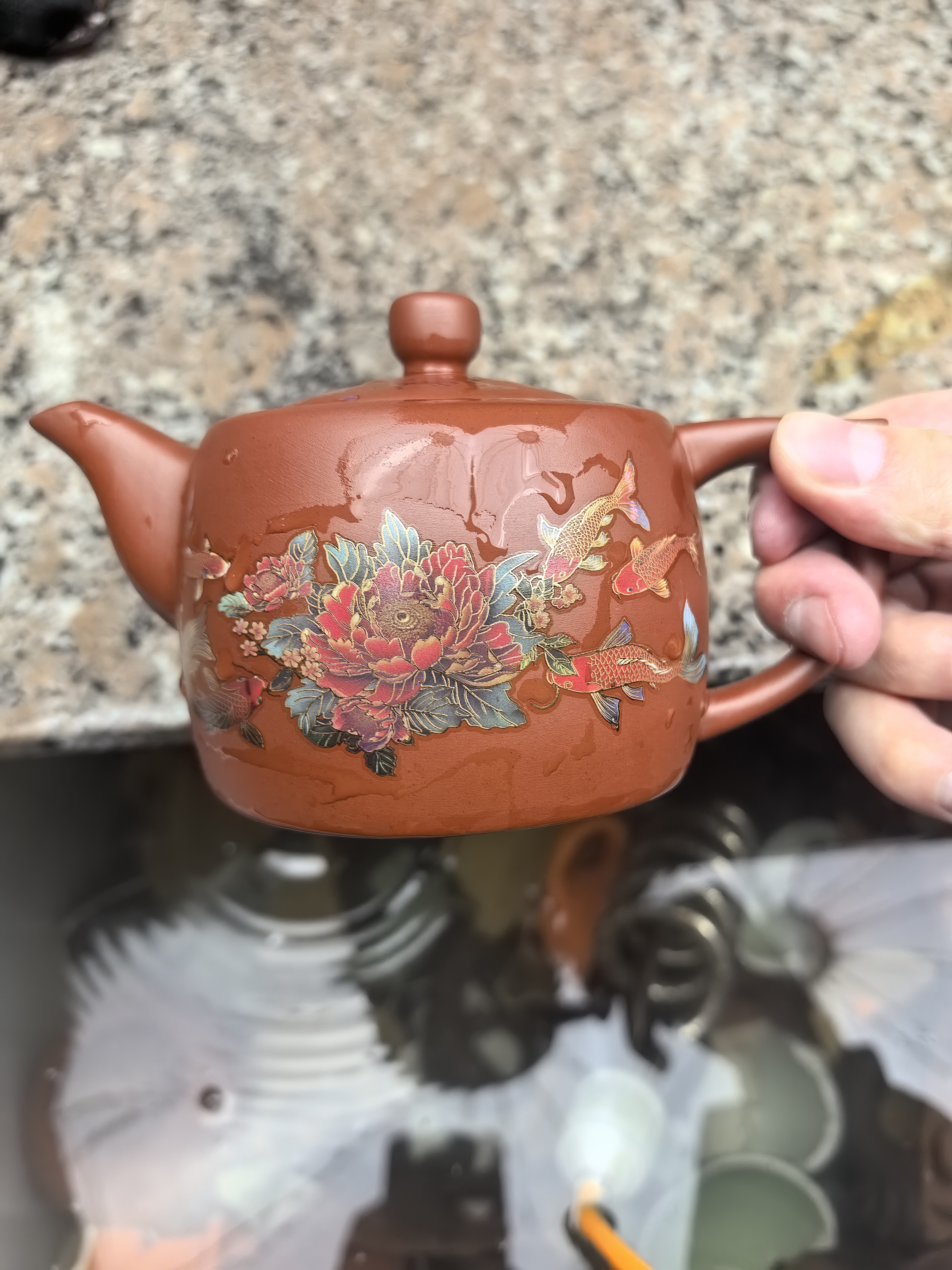 【闪购商品】朱泥大红袍金玉满堂景兰壶M