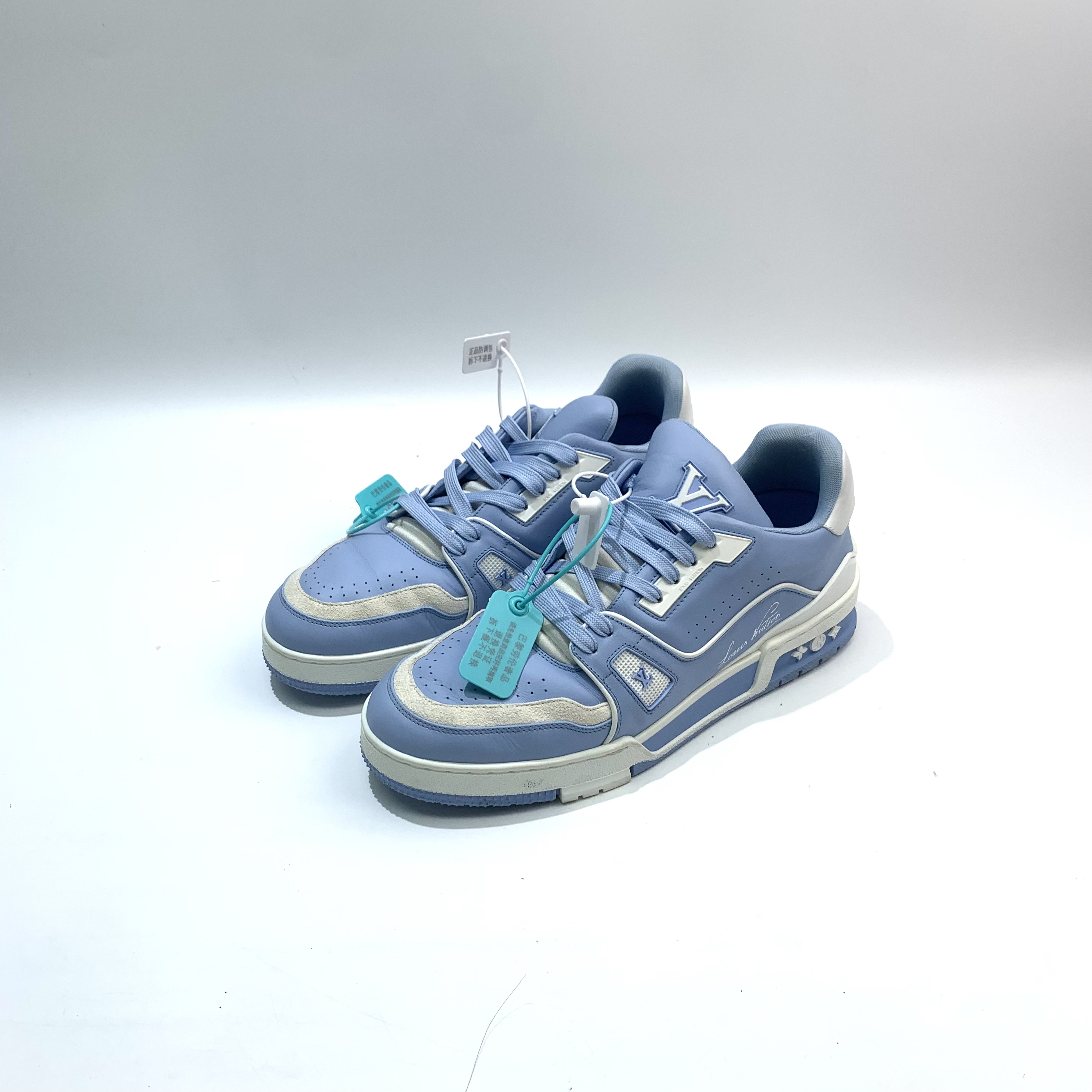 99新 LouisVuitton/路易威登 41码 蓝色Trainer板鞋bl0436
