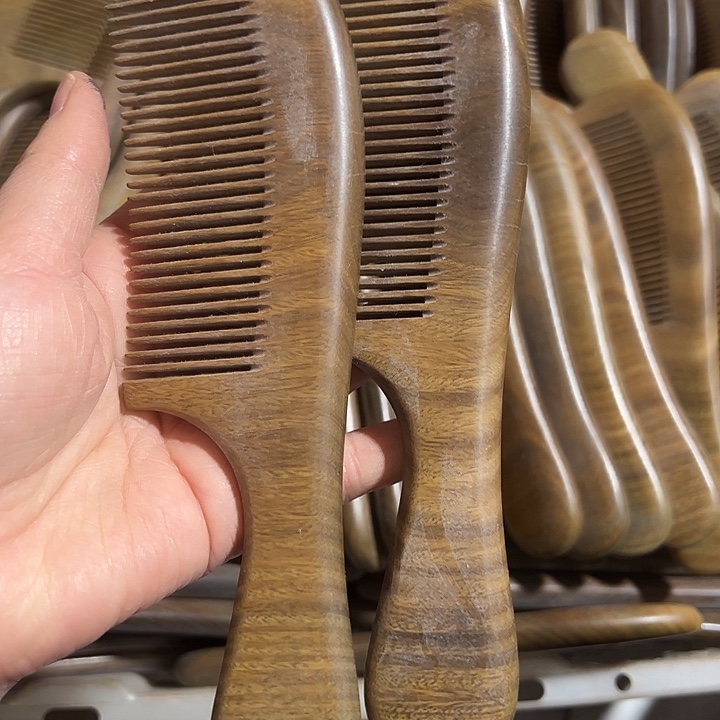 绿檀木梳干纹瑕疵梳子香