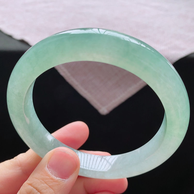 58圈口25108冰糯种水润满绿翡翠正圈手镯子天然A货 a16