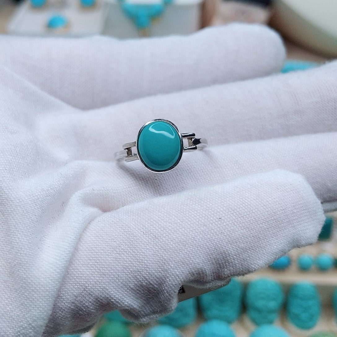 绿松石戒指银S925镶嵌