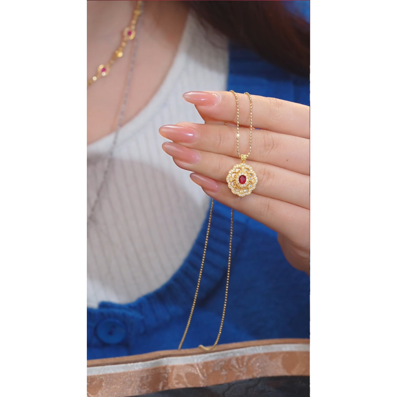 红宝石吊坠不含链18K金镶嵌（0.4ct）@@U5930