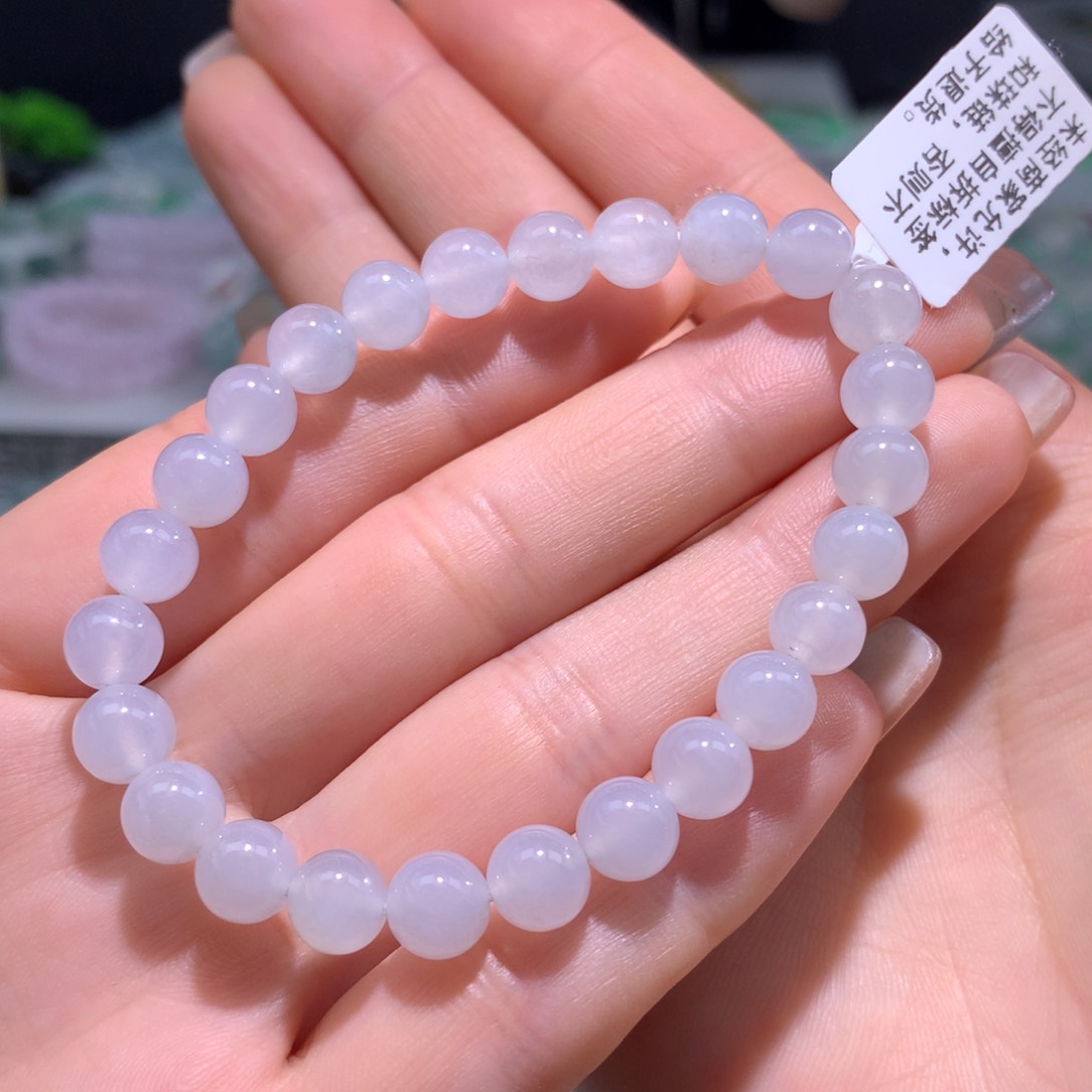 翡翠手链未镶嵌冰胶白月光手链卡7.5m m