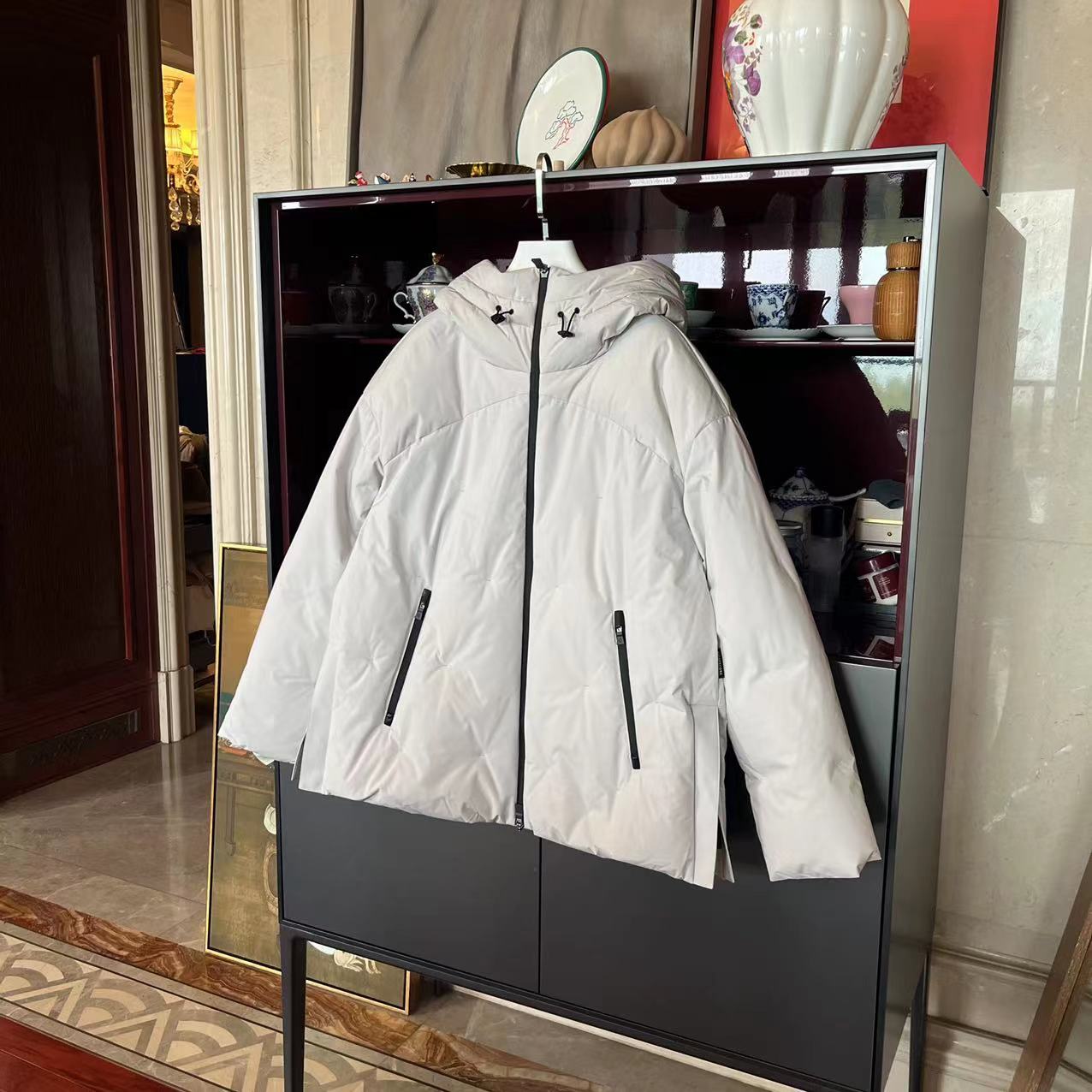 MYL 2023秋冬新聚酯白色羽绒服连帽长袖拉链长袖休闲宽松外套